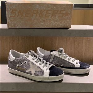 Golden Goose Superstar Glitter Low-Top Sneakers.